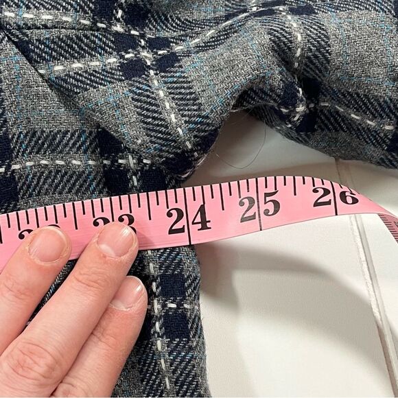 Draper James x Eloquii Gray Blue Plaid Wool Blend Blazer size 18 - Picture 7 of 11